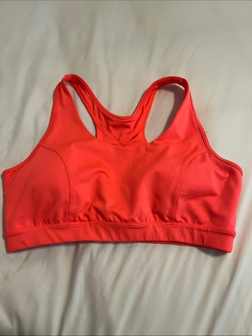 Women's Tech Gear High Impact Racerback Sports Bra Coral Orange Sz XL
